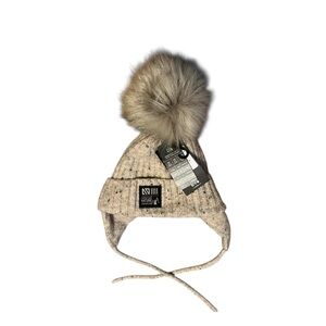NWT Nano Noruk Solid Pom Beanie beige infant‎ toddler 12-24 months